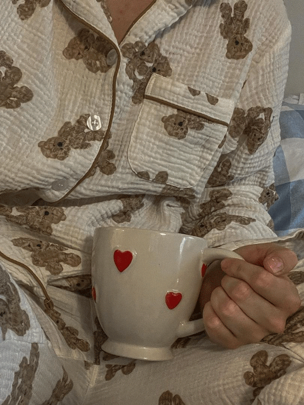 Lily Teddy Bear Print Pyjama Set: Zacht & Comfortabel voor Warme Nachten