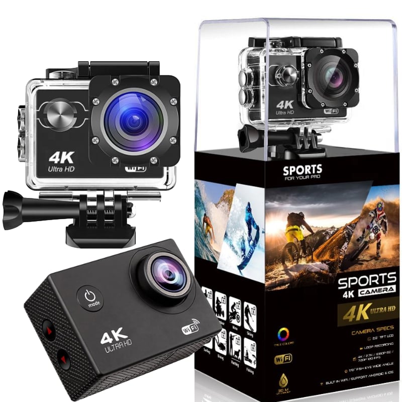4K Ultra HD Actiecamera, Waterbestendig, Wifi-compatibel, 12MP