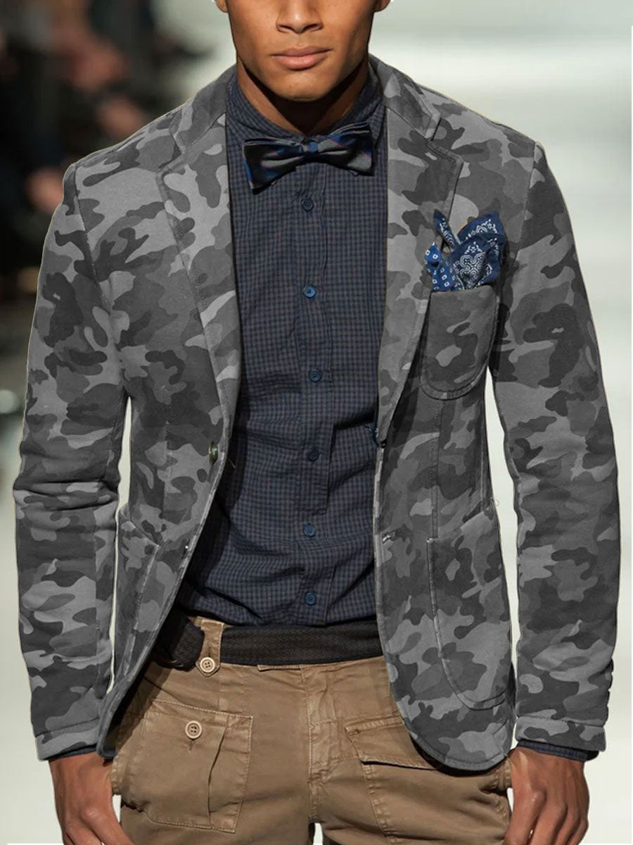 Heren Multi-Pocket Casual Camo Blazer - Gedurfd & Stijlvol