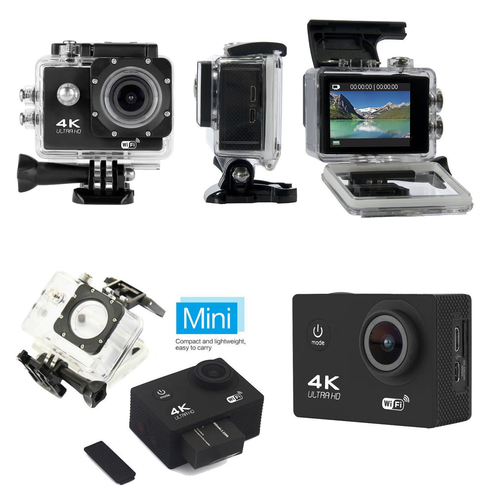 4K Ultra HD Actiecamera, Waterbestendig, Wifi-compatibel, 12MP
