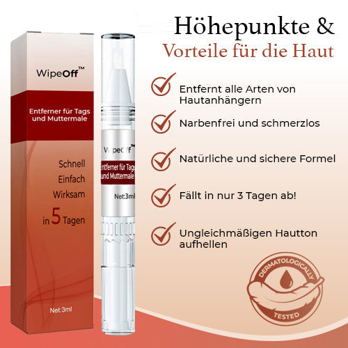 WipeOff Tags & Mole Remover - Effectieve oplossing voor een heldere, gladde huid