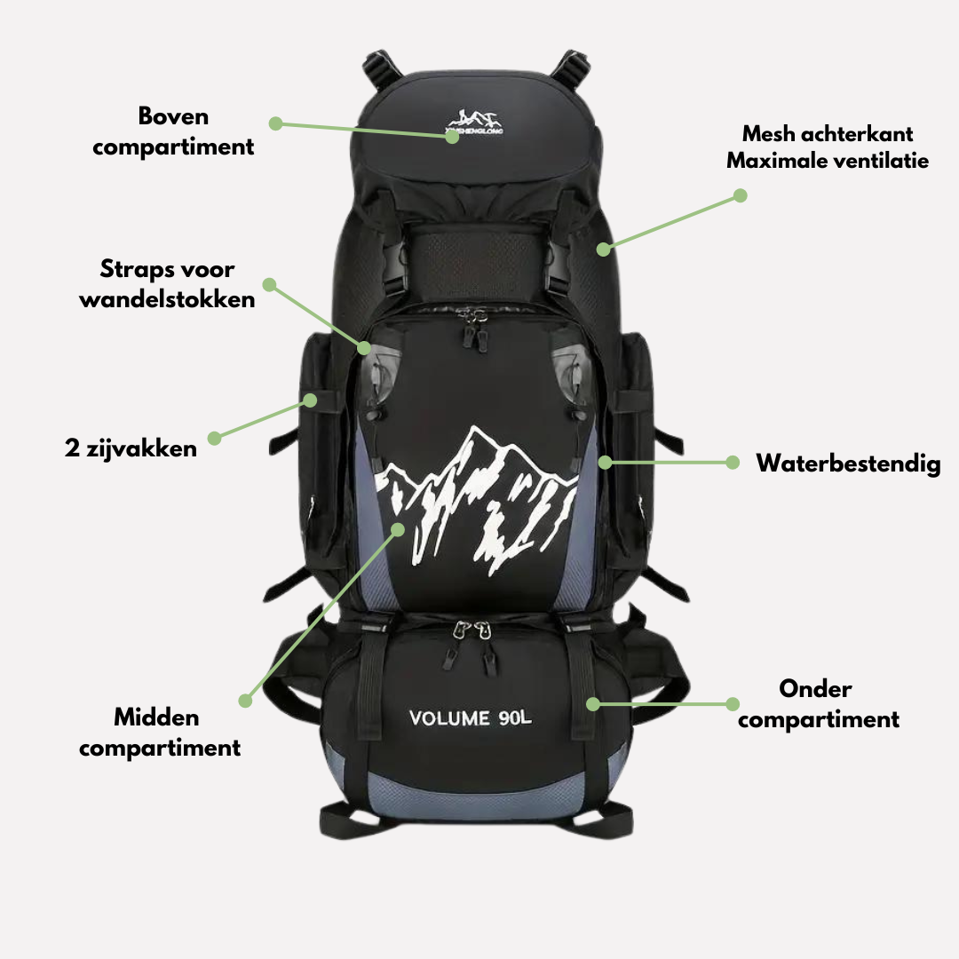 OutdoorHaven - 90L Waterdichte Rugzak - Ultieme Outdoor Backpack