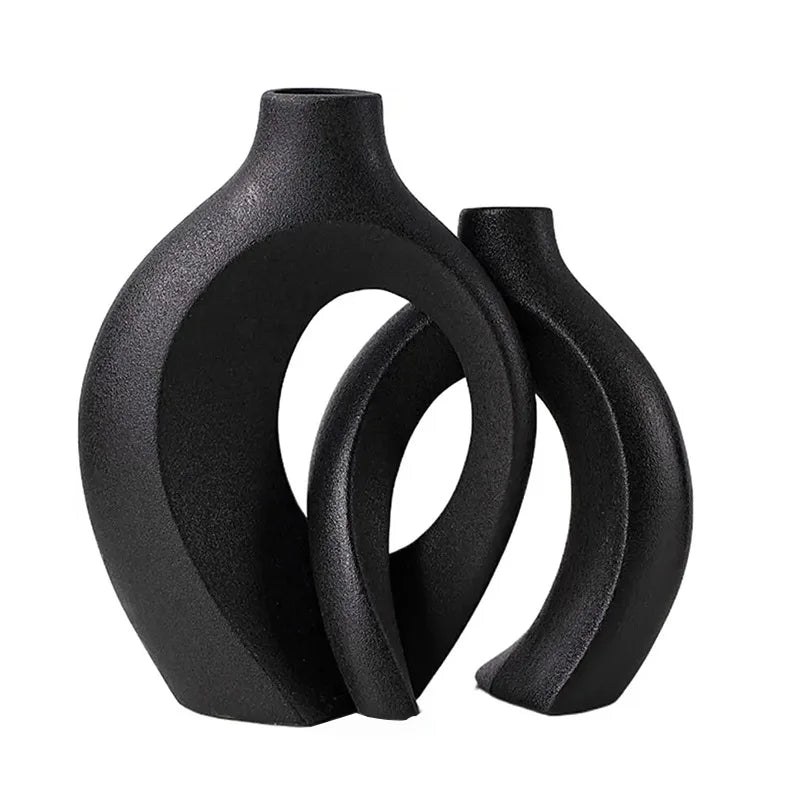 Keramische Vaas Set – Moderne Vazen voor Bloemen of Pluimen