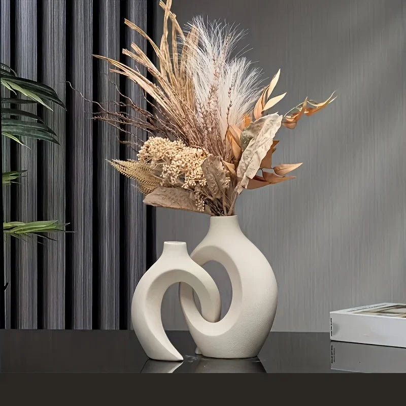 Keramische Vaas Set – Moderne Vazen voor Bloemen of Pluimen