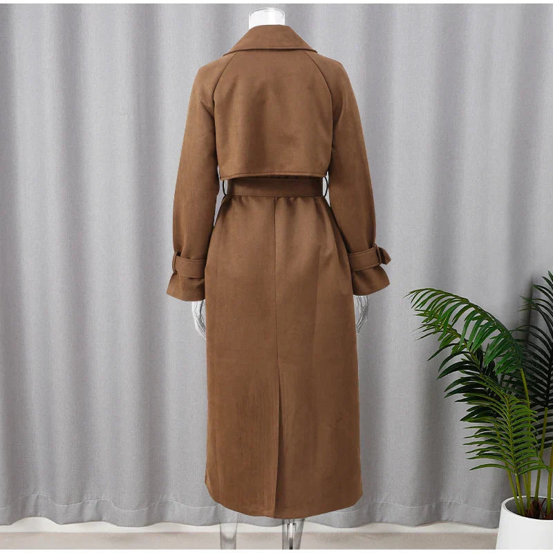 Lange Suède Trenchcoat voor Dames | Luxe & Elegant | Adeza
