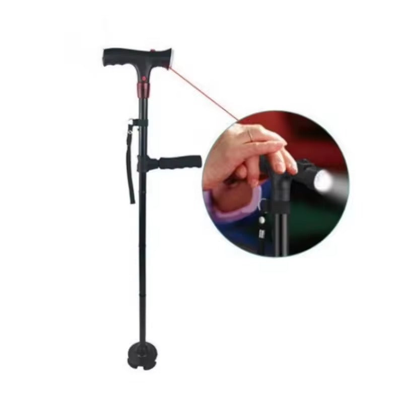 Opvouwbare telescopische wandelstok met LED & alarm - een veilige grip tijdens het reizen