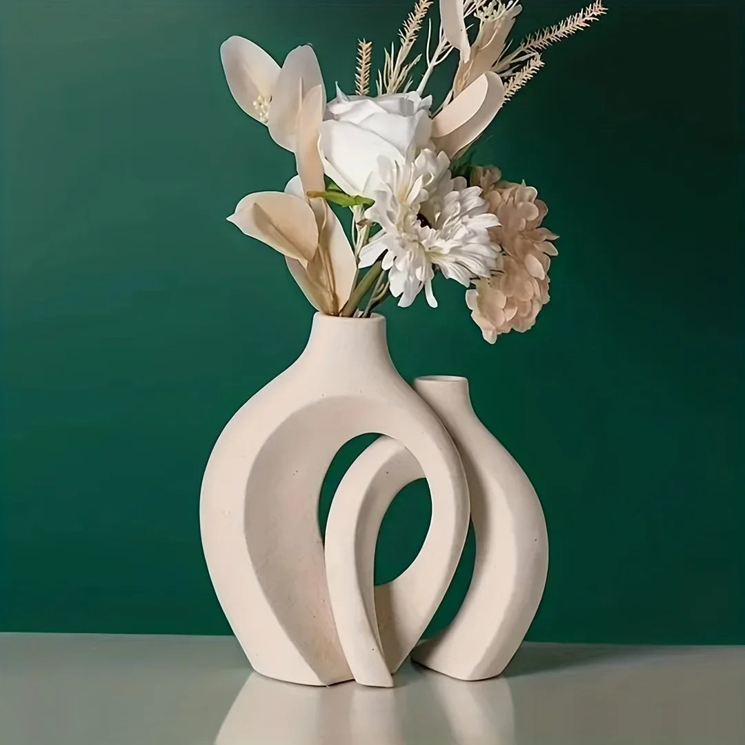 Keramische Vaas Set – Moderne Vazen voor Bloemen of Pluimen
