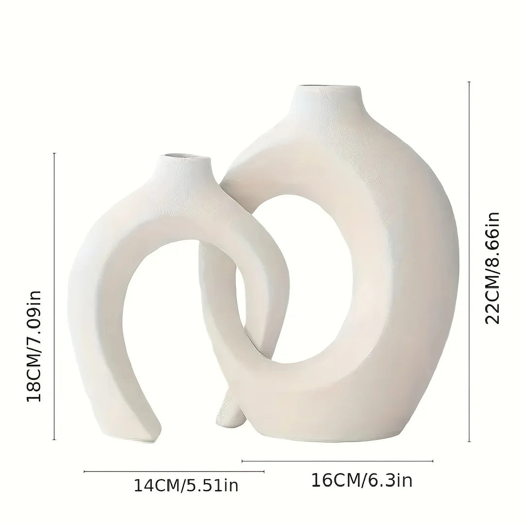Keramische Vaas Set – Moderne Vazen voor Bloemen of Pluimen