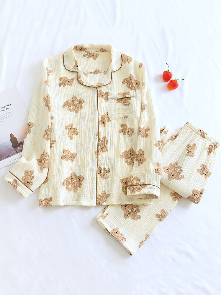 Lily Teddy Bear Print Pyjama Set: Zacht & Comfortabel voor Warme Nachten