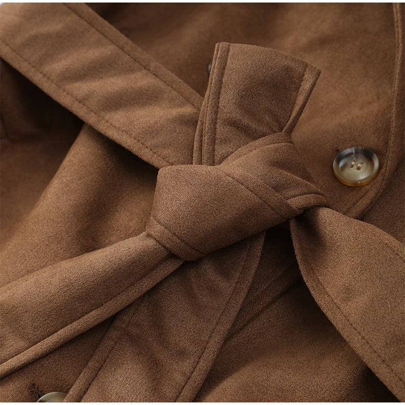 Lange Suède Trenchcoat voor Dames | Luxe & Elegant | Adeza