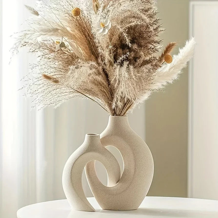 Keramische Vaas Set – Moderne Vazen voor Bloemen of Pluimen