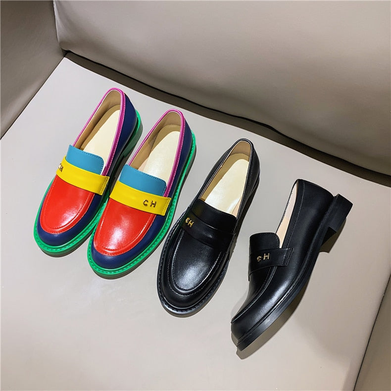 Mubil Sidney | Multi Color Block Echt Leer Loafer