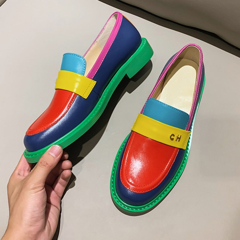Mubil Sidney | Multi Color Block Echt Leer Loafer