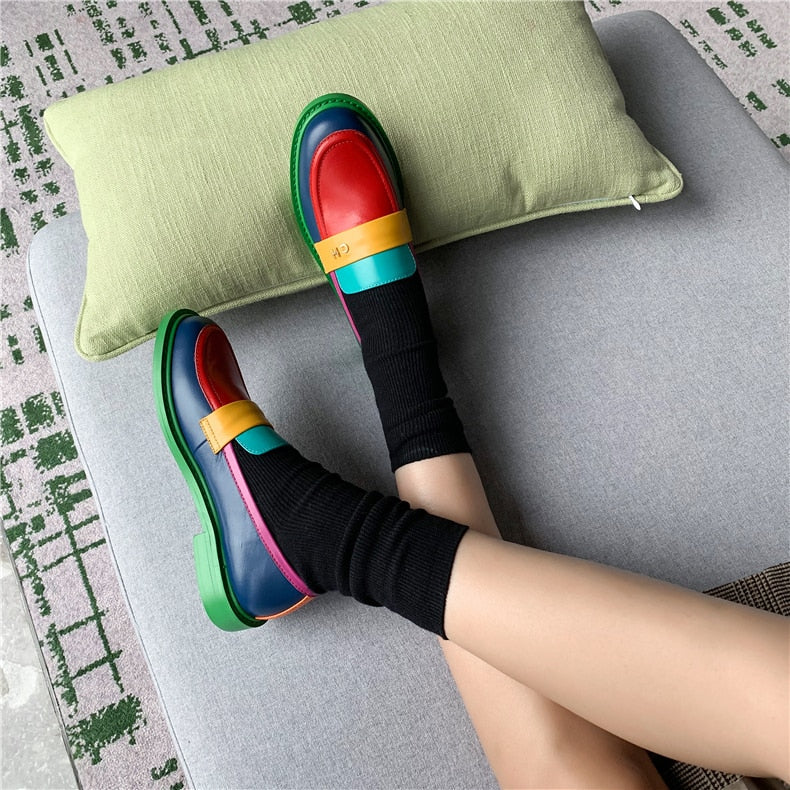 Mubil Sidney | Multi Color Block Echt Leer Loafer
