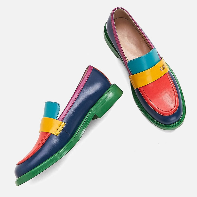 Mubil Sidney | Multi Color Block Echt Leer Loafer