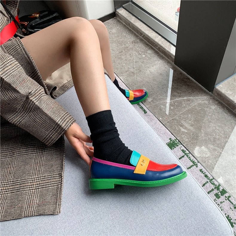 Mubil Sidney | Multi Color Block Echt Leer Loafer