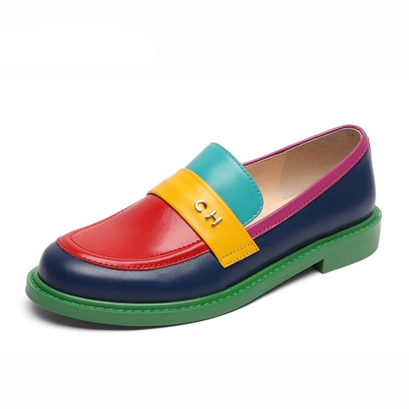 Mubil Sidney | Multi Color Block Echt Leer Loafer
