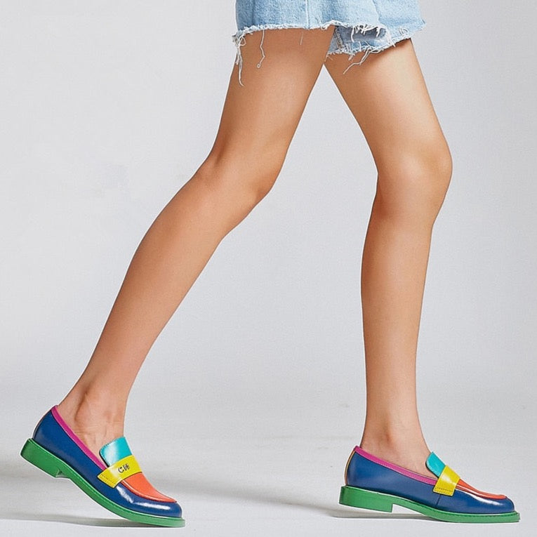 Mubil Sidney | Multi Color Block Echt Leer Loafer