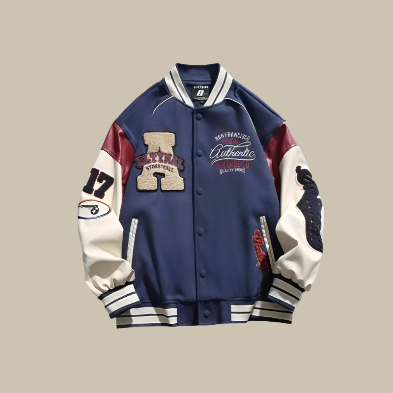 Harvey – Trendy Oversized Vintage Baseball Jack voor Heren