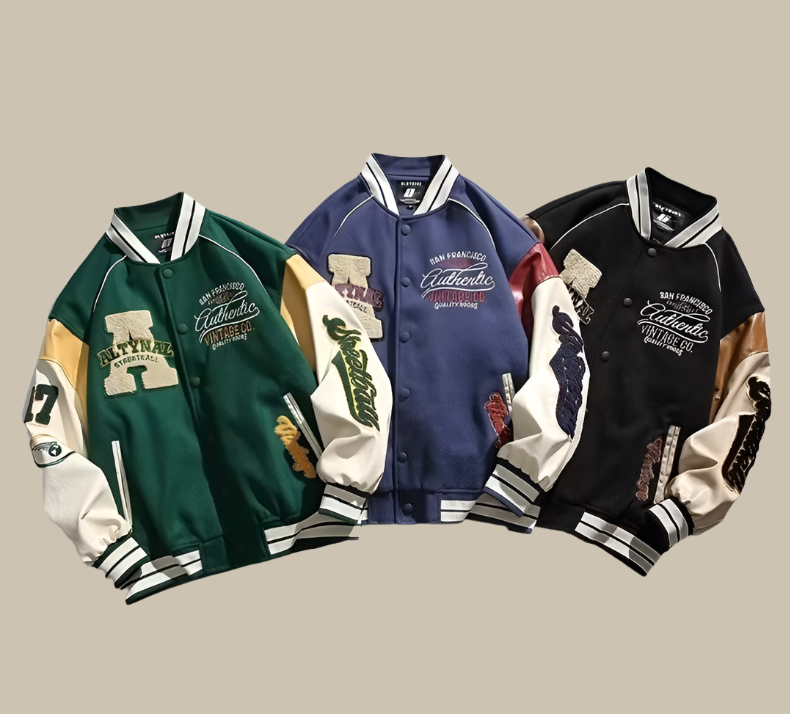 Harvey – Trendy Oversized Vintage Baseball Jack voor Heren