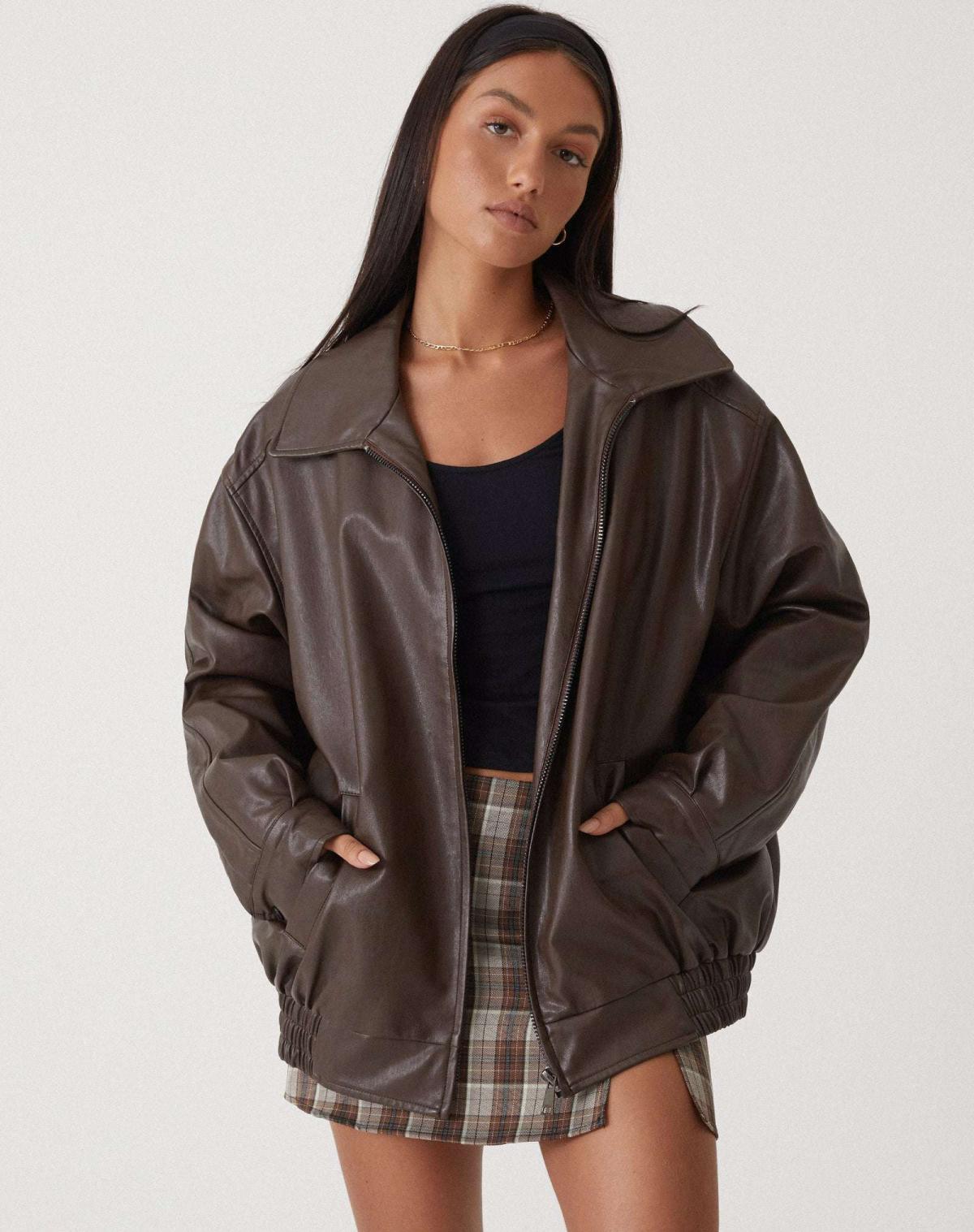 Vereonie | Oversized, los leren jack voor dames, perfect voor de zomer