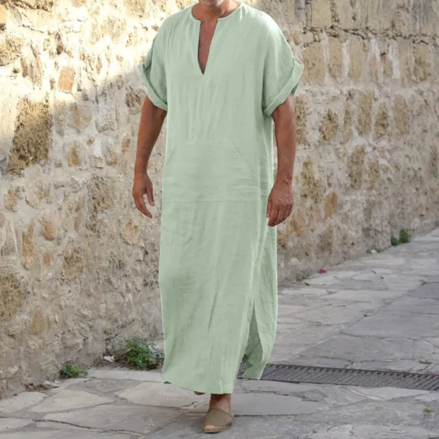 Mubil Walid - Witte Comfortabele Djellaba met v-hals