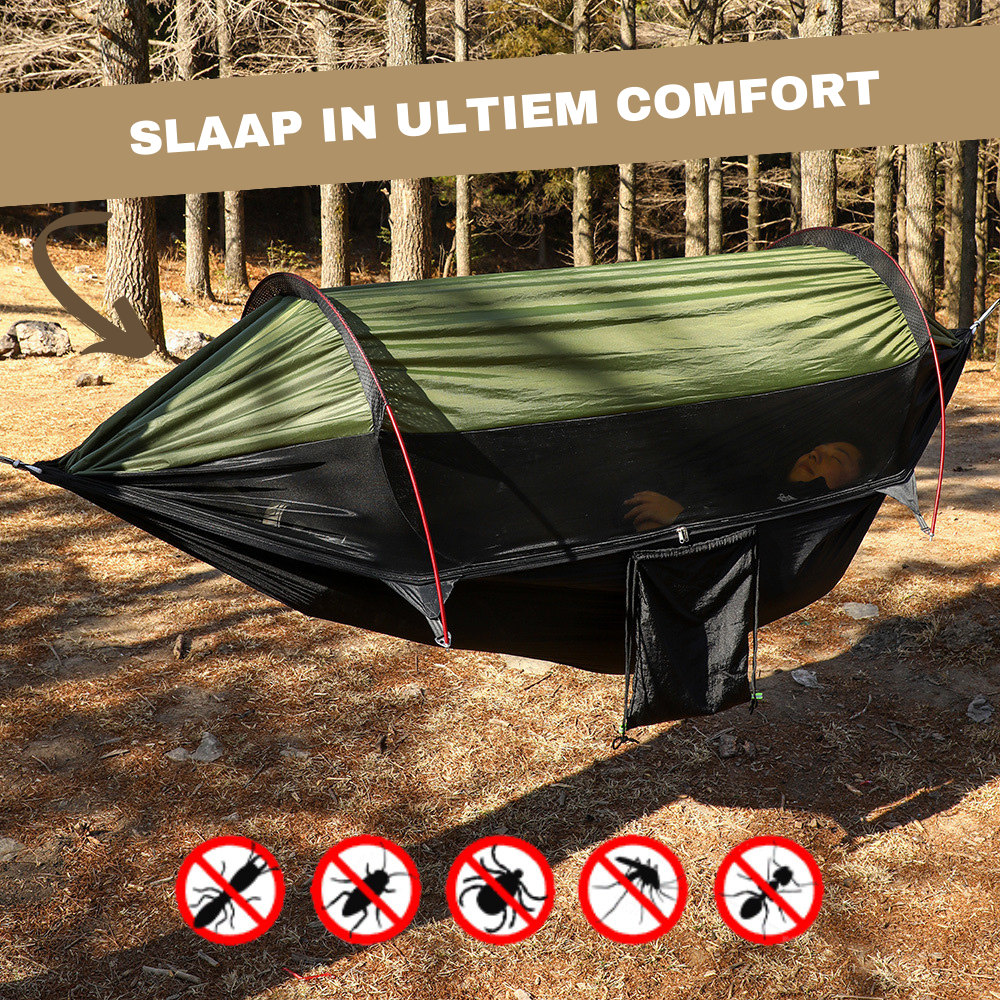 Mubil tweepersoons campinghangmat met regenhoes en klamboe - Comfortabel en beschermd